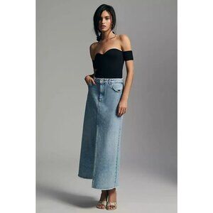 Pilcro Anthropologie Women's Madi Slit Front Maxi Skirt US Size 16 Denim